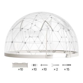 Garden Dome Igloo, 15 x 9.5 ft Outdoor Clear Bubble Tent for 10-14 Person, Weatherproof Geodesic Dome Greenhouse with Window