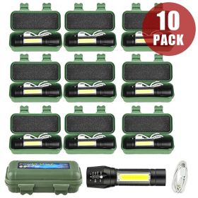 2Set USB Rechargeable COB LED Flashlight Zoomable Torch Light Lamp Camping Portable(Must Provide A Hazardous Materials Shipping Label For Self-pi (Quantity: 10 sets)