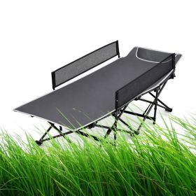 Portable Travel Kid Bed with Guardrail for Outdoor Indoor (Color: Gray, Type: Camping supplies)